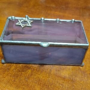 Stained Glass Star of David Trinket Box